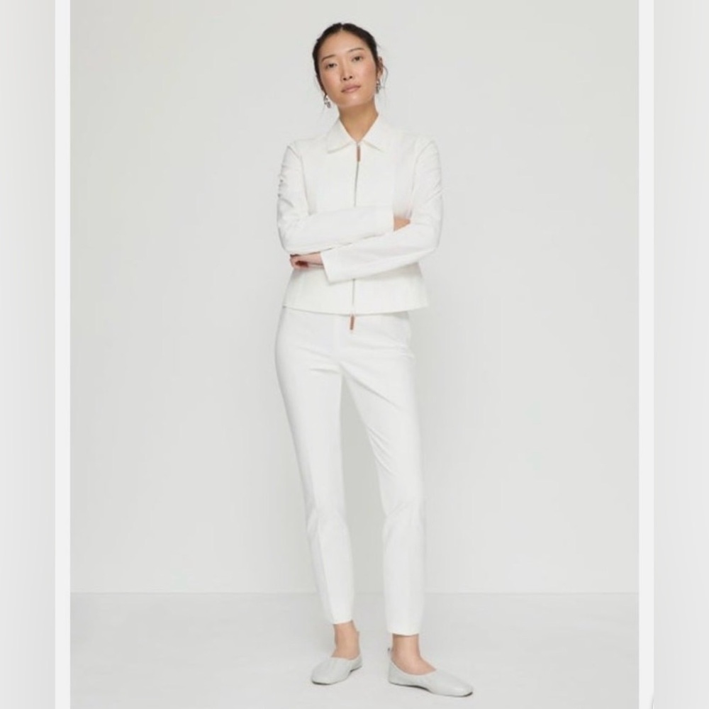 NWT Lafayette 148 New York Stanton White Tailored Slim Dress Pants Sz 14
